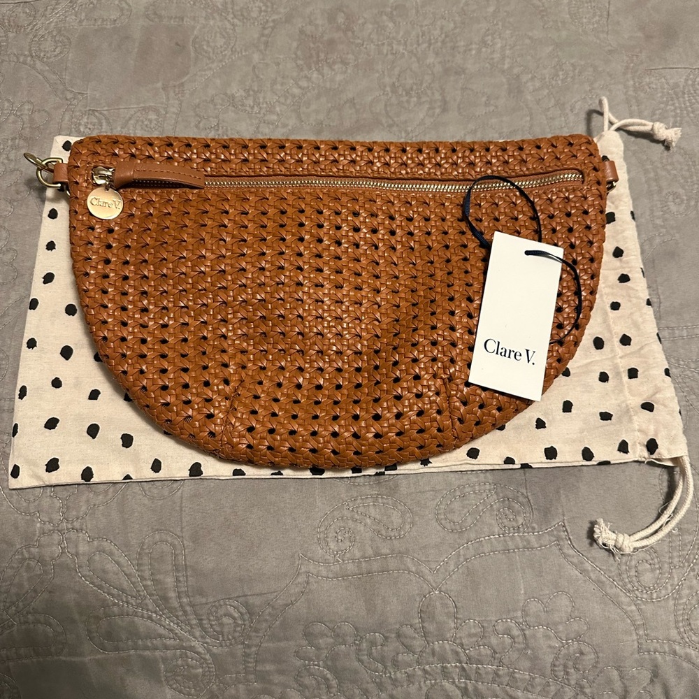 Clare V. Grande Fanny in Tan Rattan